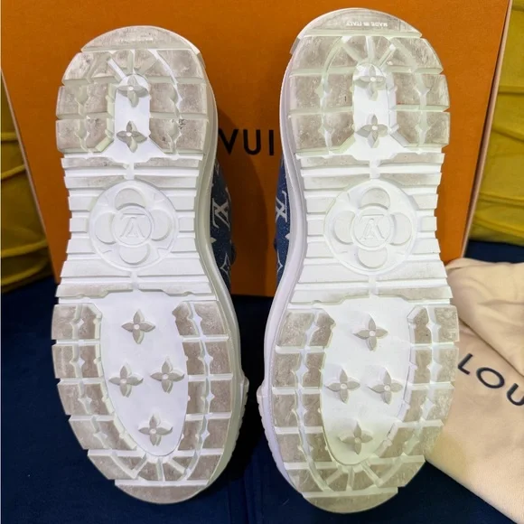 Louis Vuitton Denim and White Monogram Sneakers - Picture 8 of 12